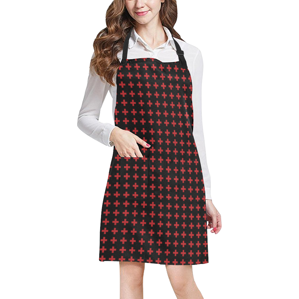 Rock Style Red Crosses Pattern Design All Over Print Apron