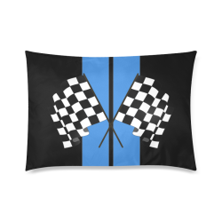 Race Car Stripe, Checkered Flag, Black and Blue Custom Zippered Pillow Case 20"x30"(Twin Sides)