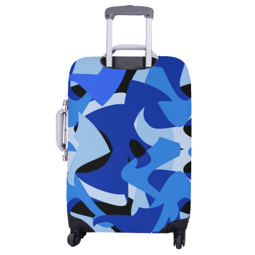 Camouflage Abstract Blue and Black Luggage Cover/Large 26"-28"