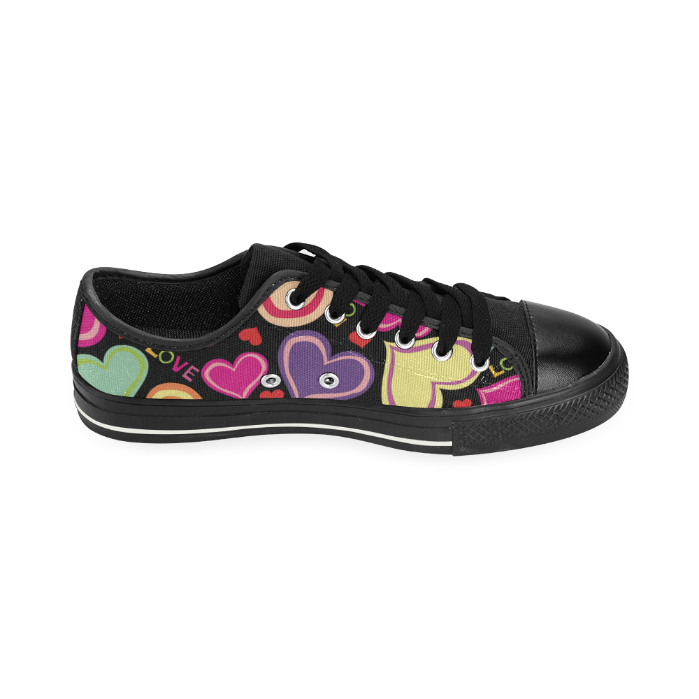 CUTE HEARTS Low Top Canvas Shoes for Kid (Model 018)