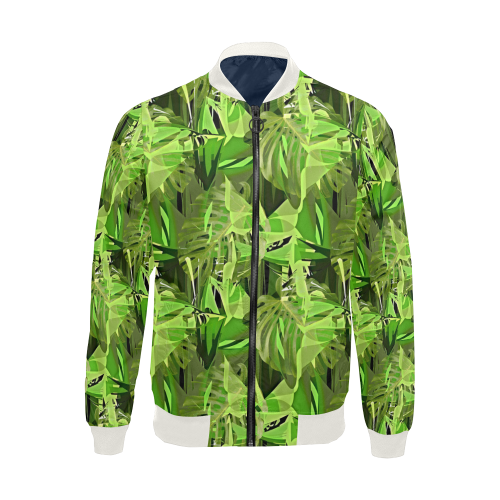 Tropical Jungle Leaves Camouflage All Over Print Bomber Jacket for Men (Model H19)
