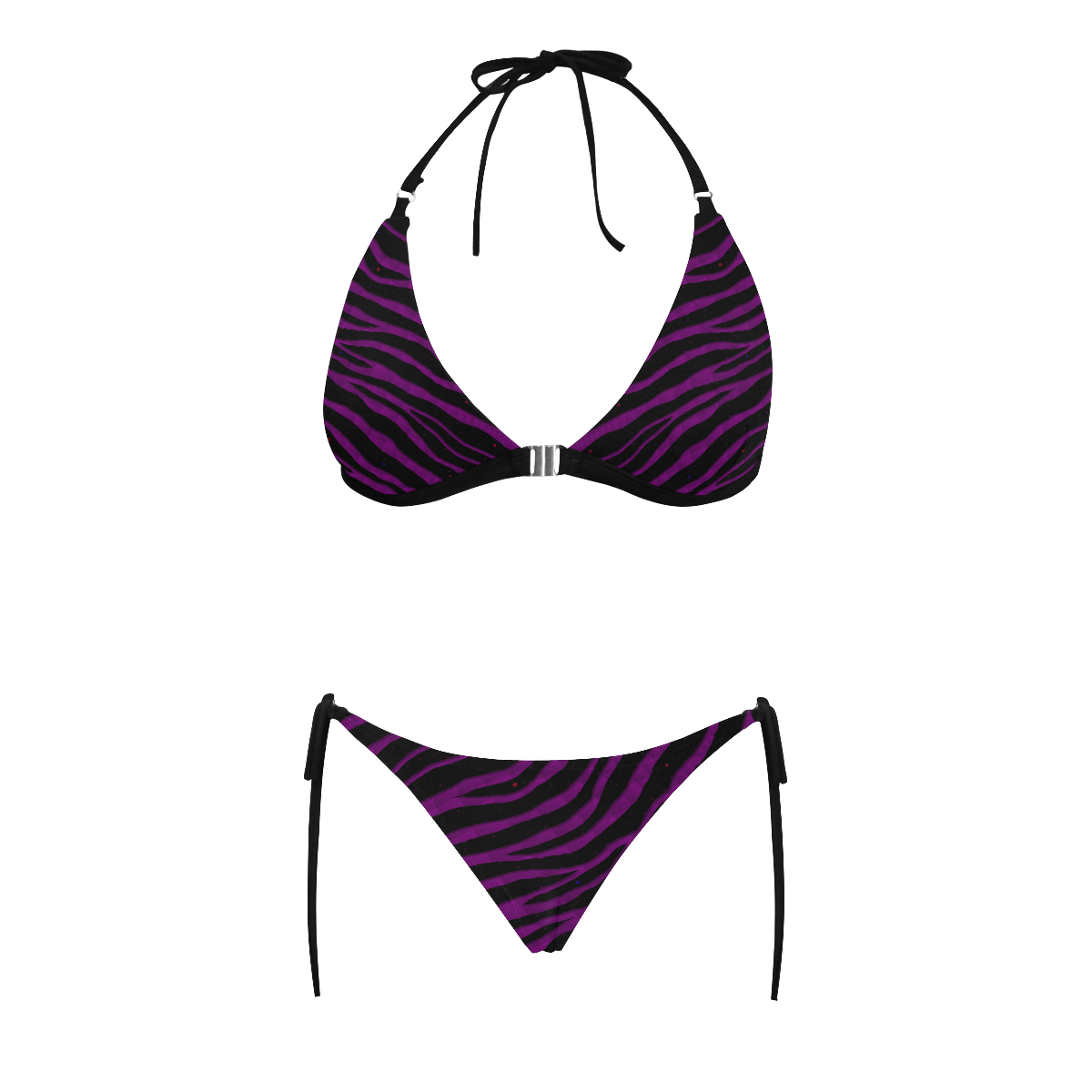 Ripped SpaceTime Stripes - Purple Buckle Front Halter Bikini Swimsuit (Model S08)