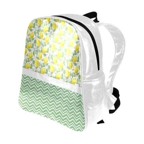 Lemons With Chevron Multi-Pockets Backpack (Model 1636)