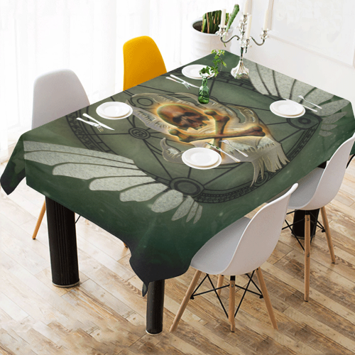Skull in a hand Cotton Linen Tablecloth 60"x 84"
