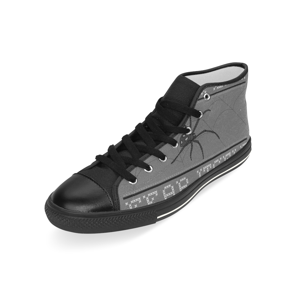 zapato plano de hombre diseño araña Men’s Classic High Top Canvas Shoes (Model 017)