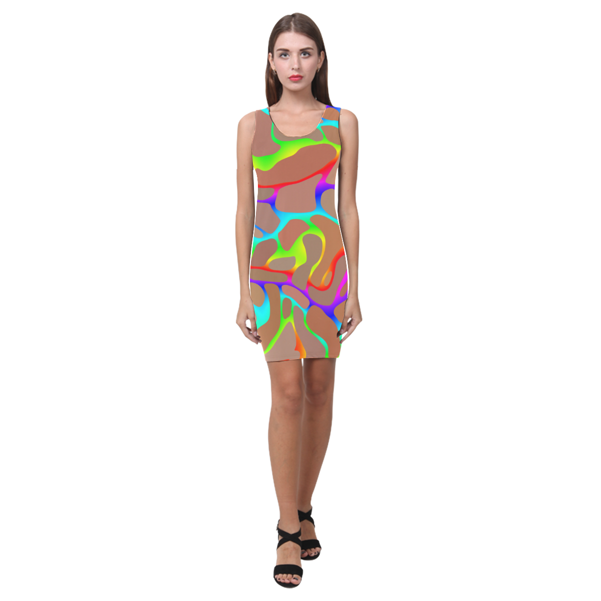 Colorful wavy shapes Medea Vest Dress (Model D06)