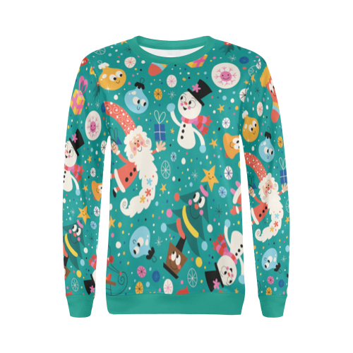 Santa Claus and Merry Friends All Over Print Crewneck Sweatshirt for Women (Model H18)