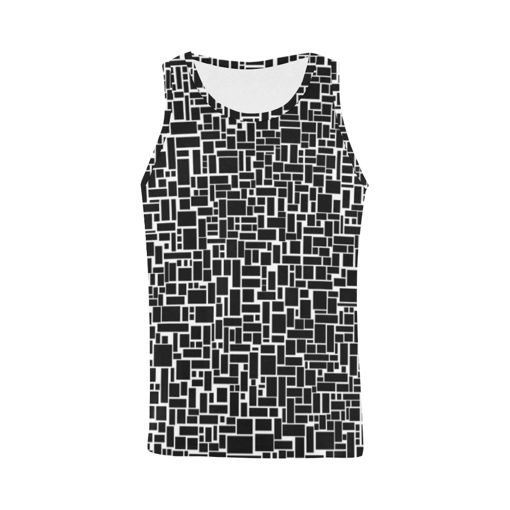 BLACK AND WHITE BOX PATTERN All Over Print Tank Top for Men (Model T43)