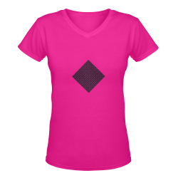 NUMBERS Collection Diamond Symbols Pink/Black Women's Deep V-neck T-shirt (Model T19)
