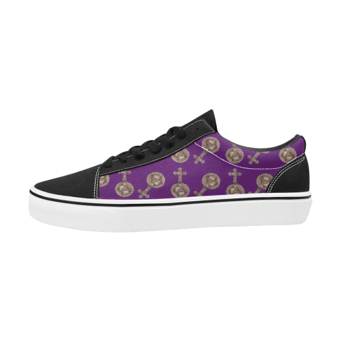 victorian crosses purple Men's Low Top Skateboarding Shoes (Model E001-2)