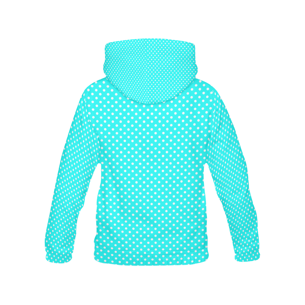 Baby blue polka dots All Over Print Hoodie for Women (USA Size) (Model H13)