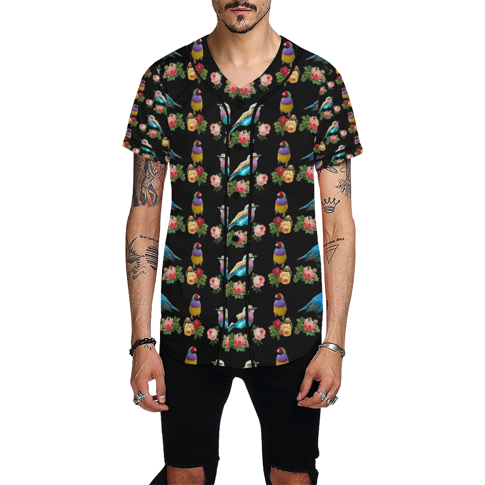 My Creepy Valentine with All The Birds and Roses All Over Print Baseball Jersey for Men (Model T50)