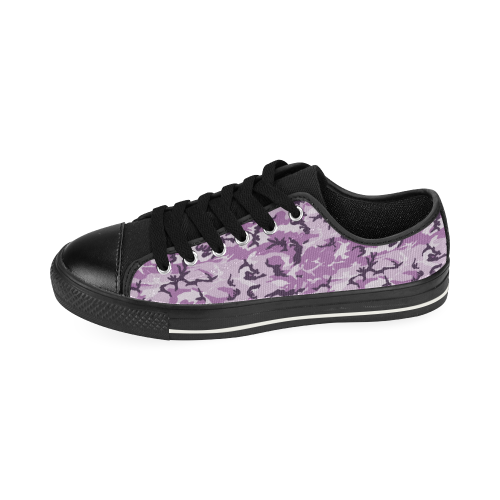 Woodland Pink Purple Camouflage Low Top Canvas Shoes for Kid (Model 018)