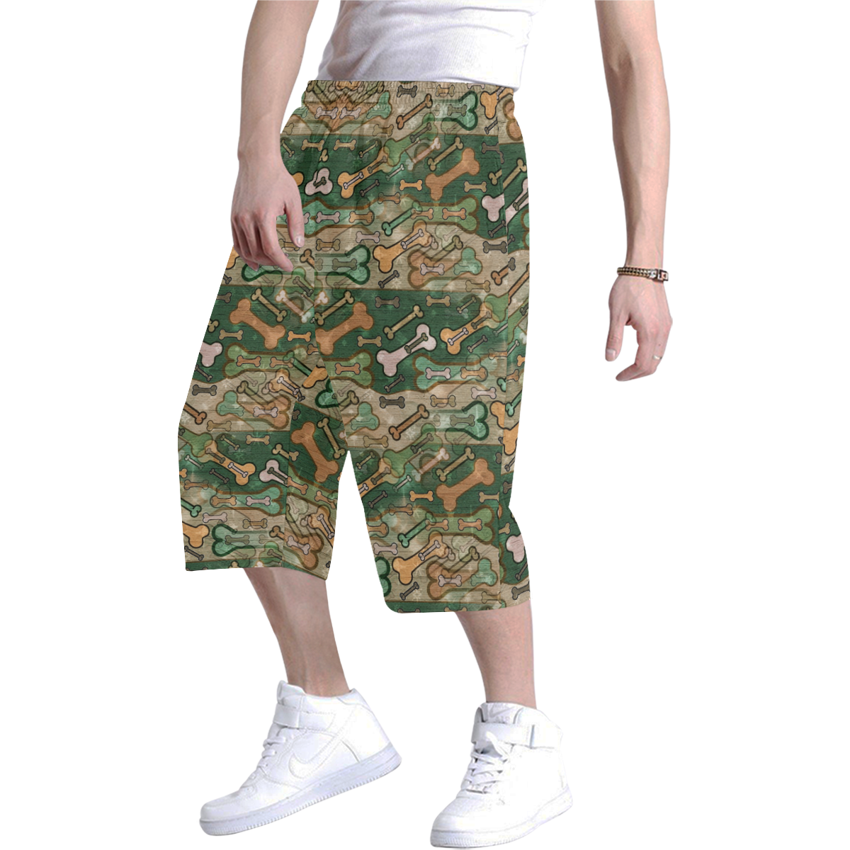 Bones camouflage by Nico Bielow Men's All Over Print Baggy Shorts (Model L37)