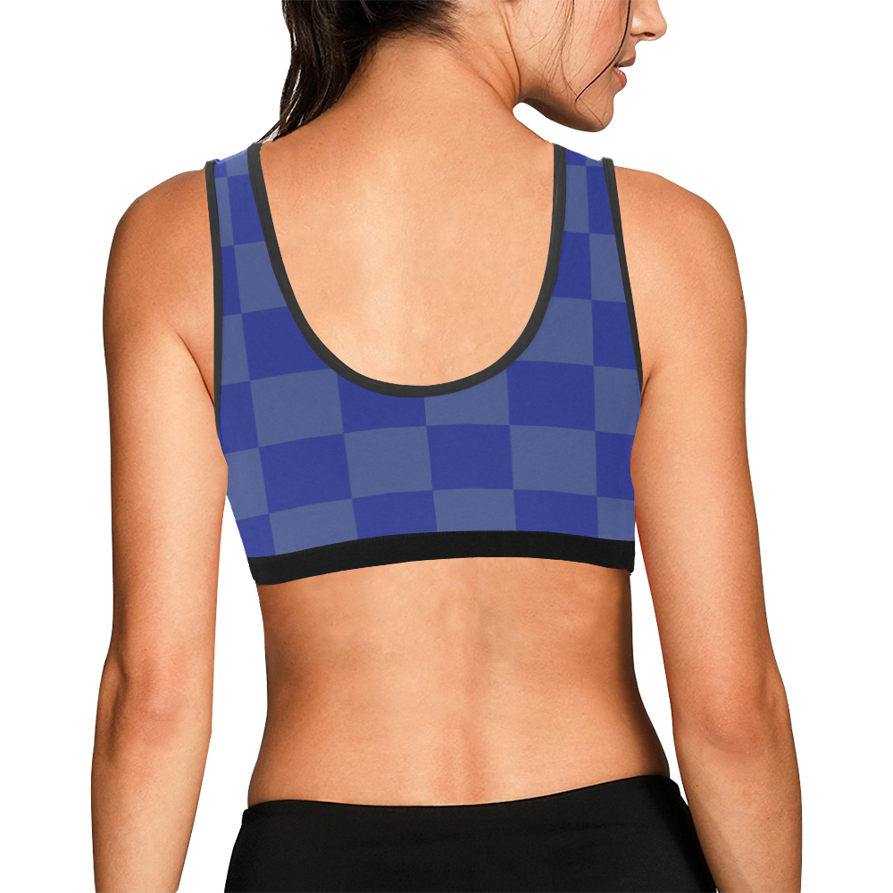 Minimalism Blue Checks Pattern Women's All Over Print Sports Bra (Model T52)