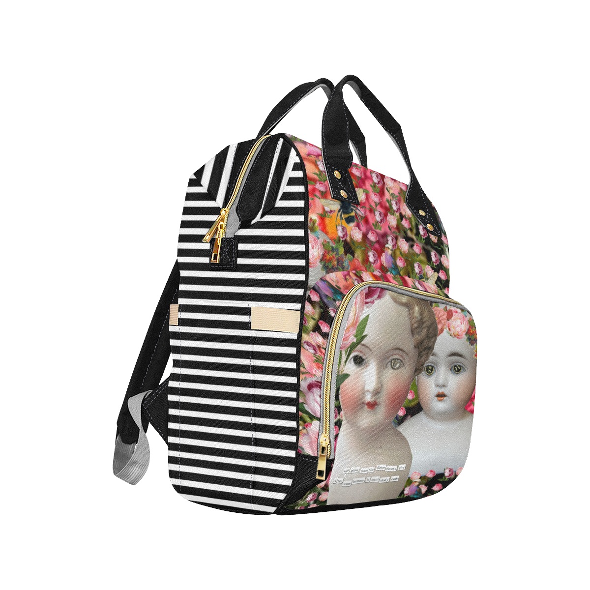 Two Flower Dolls Multi-Function Diaper Backpack/Diaper Bag (Model 1688)