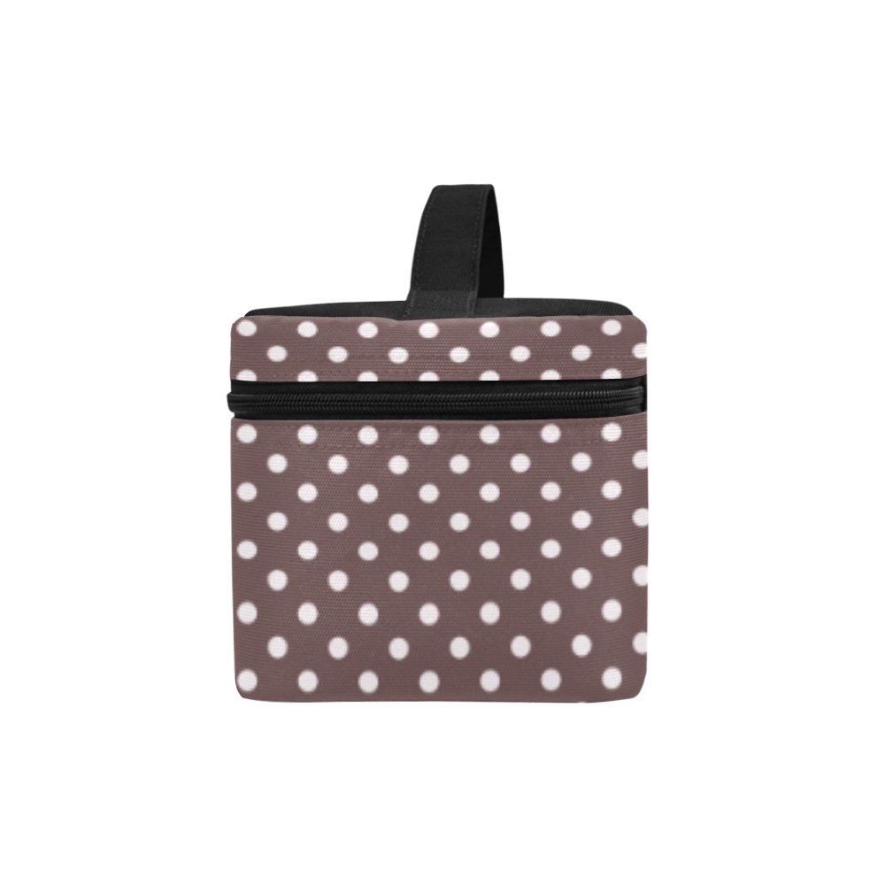 Chocolate brown polka dots Cosmetic Bag/Large (Model 1658)
