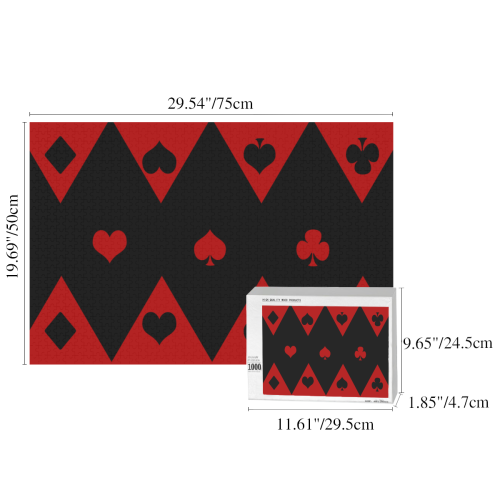 Las Vegas Black Red Play Card Shapes 1000-Piece Wooden Photo Puzzles