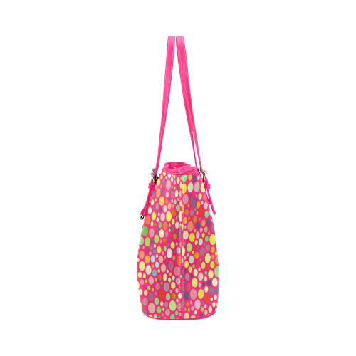 Colorful dot pattern Leather Tote Bag/Small (Model 1651)