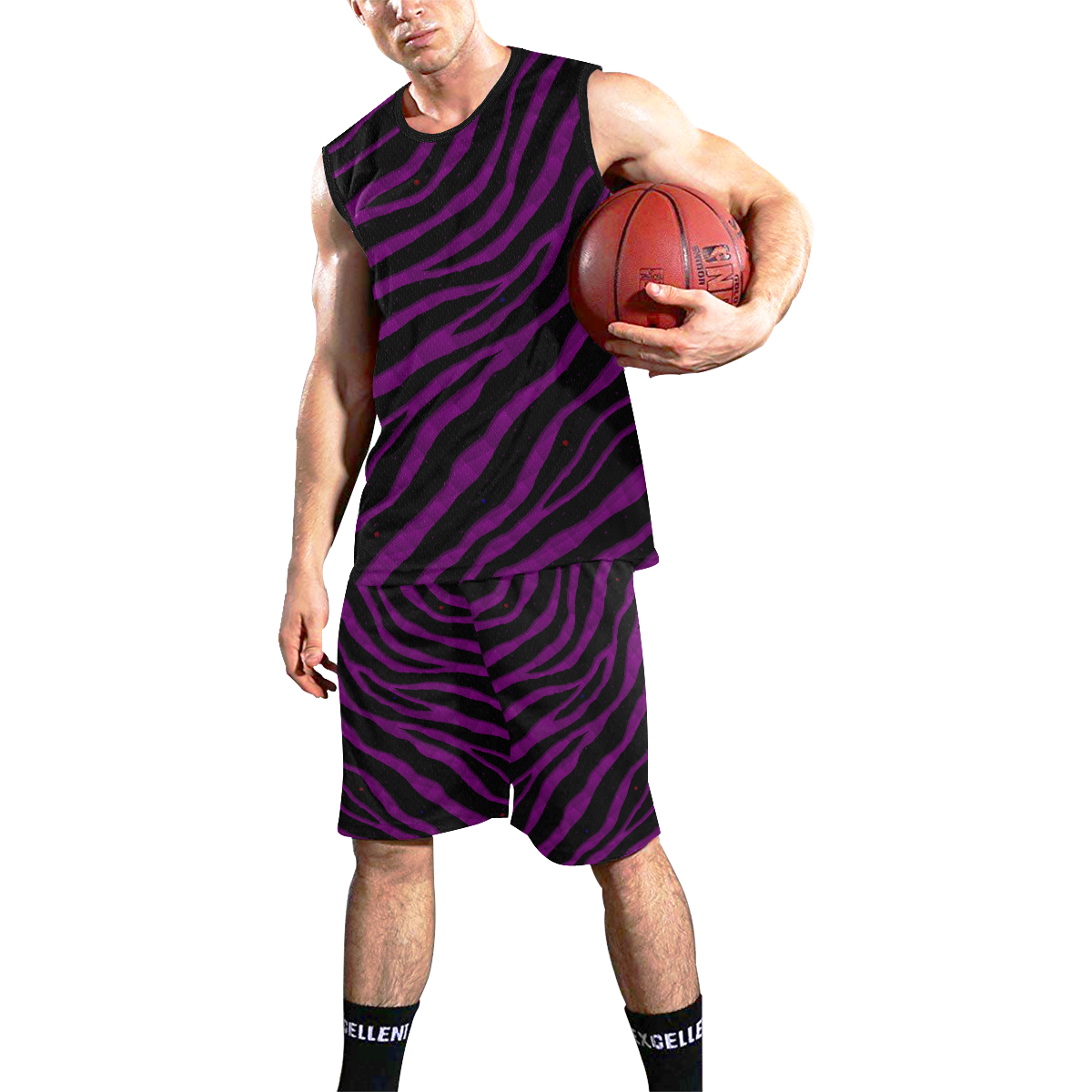 Ripped SpaceTime Stripes - Purple All Over Print Basketball Uniform