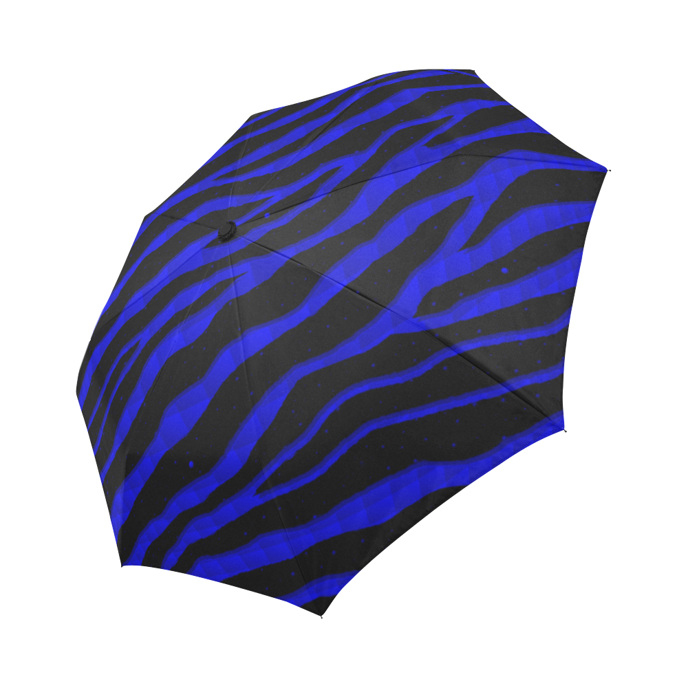 Ripped SpaceTime Stripes - Blue Auto-Foldable Umbrella (Model U04)