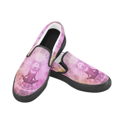 meditation yoga graphic art Women's Unusual Slip-on Canvas Shoes (Model 019)