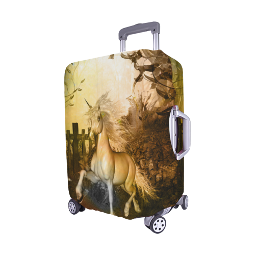 White unicorn in the night Luggage Cover/Medium 22"-25"