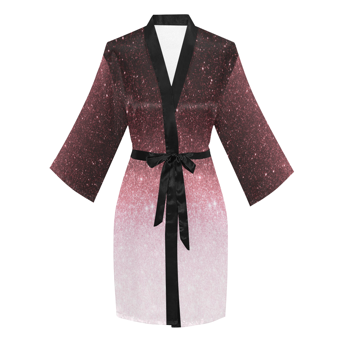 rose gold Glitter gradient Long Sleeve Kimono Robe