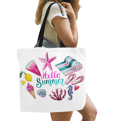 Beach Bag Hello Summer 2020 - House of G All Over Print Canvas Tote Bag/Large (Model 1699)