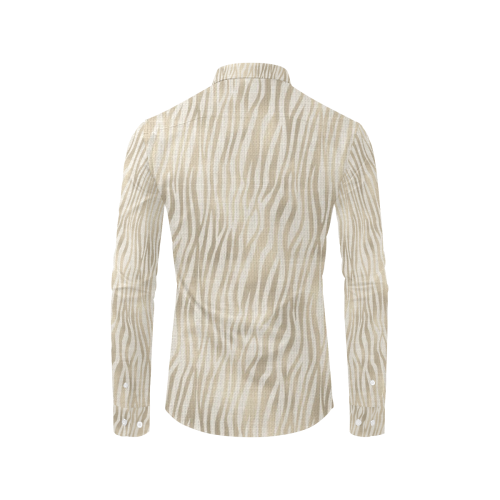 Linen Vertical Tiger Animal Print Men's All Over Print Casual Dress Shirt (Model T61)
