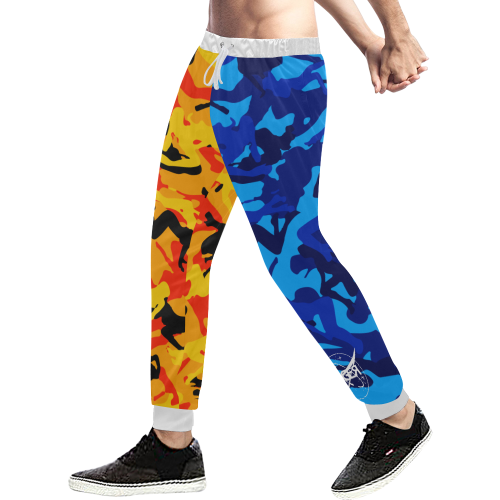 space virginz camo orange/ blue joggers Men's All Over Print Sweatpants (Model L11)