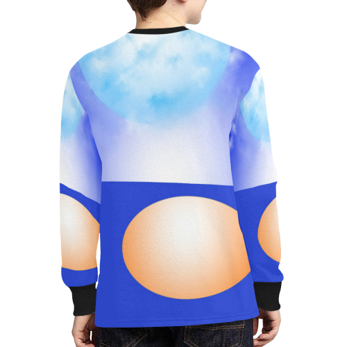 Blue & Orange Kids' Rib Cuff Long Sleeve T-shirt (Model T64)