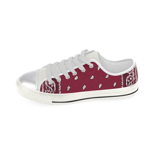 Burgundy Bandana Women's Classic Canvas Shoes (Model 018)