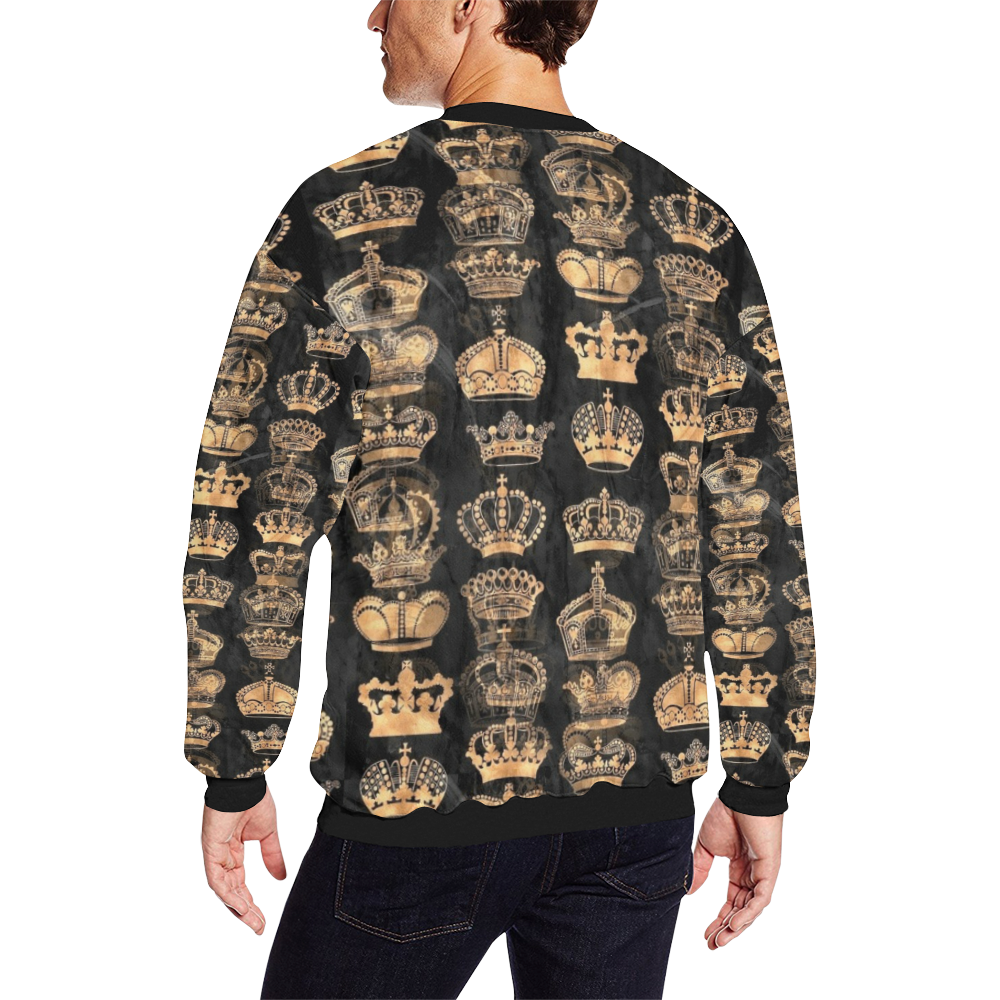 Royal Krone by Artdream Men's Oversized Fleece Crew Sweatshirt (Model H18)