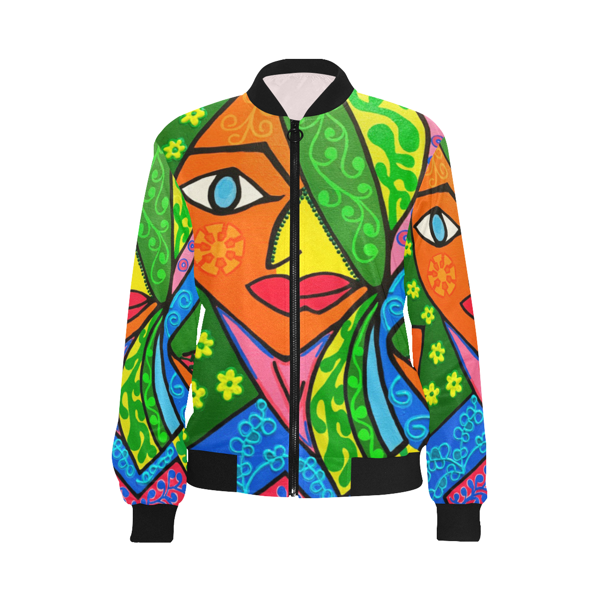 Blooming All Over Print Bomber Jacket for Women (Model H36)