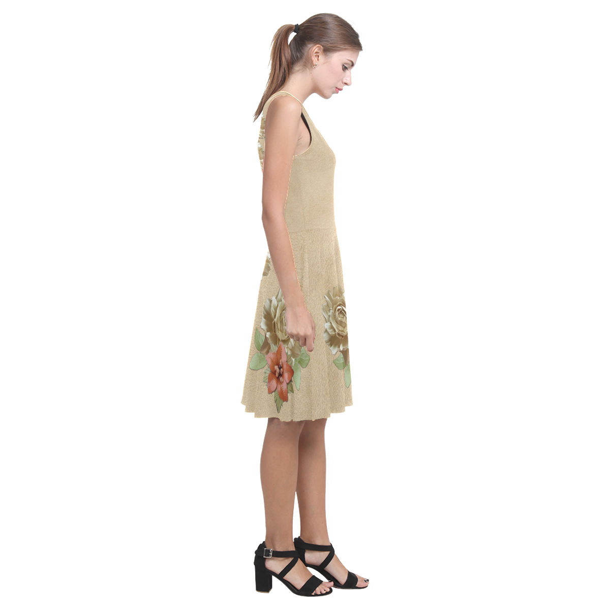 flowers are in leather Atalanta Casual Sundress(Model D04)