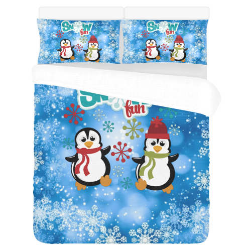 Snow Fun Penguins 3-Piece Bedding Set