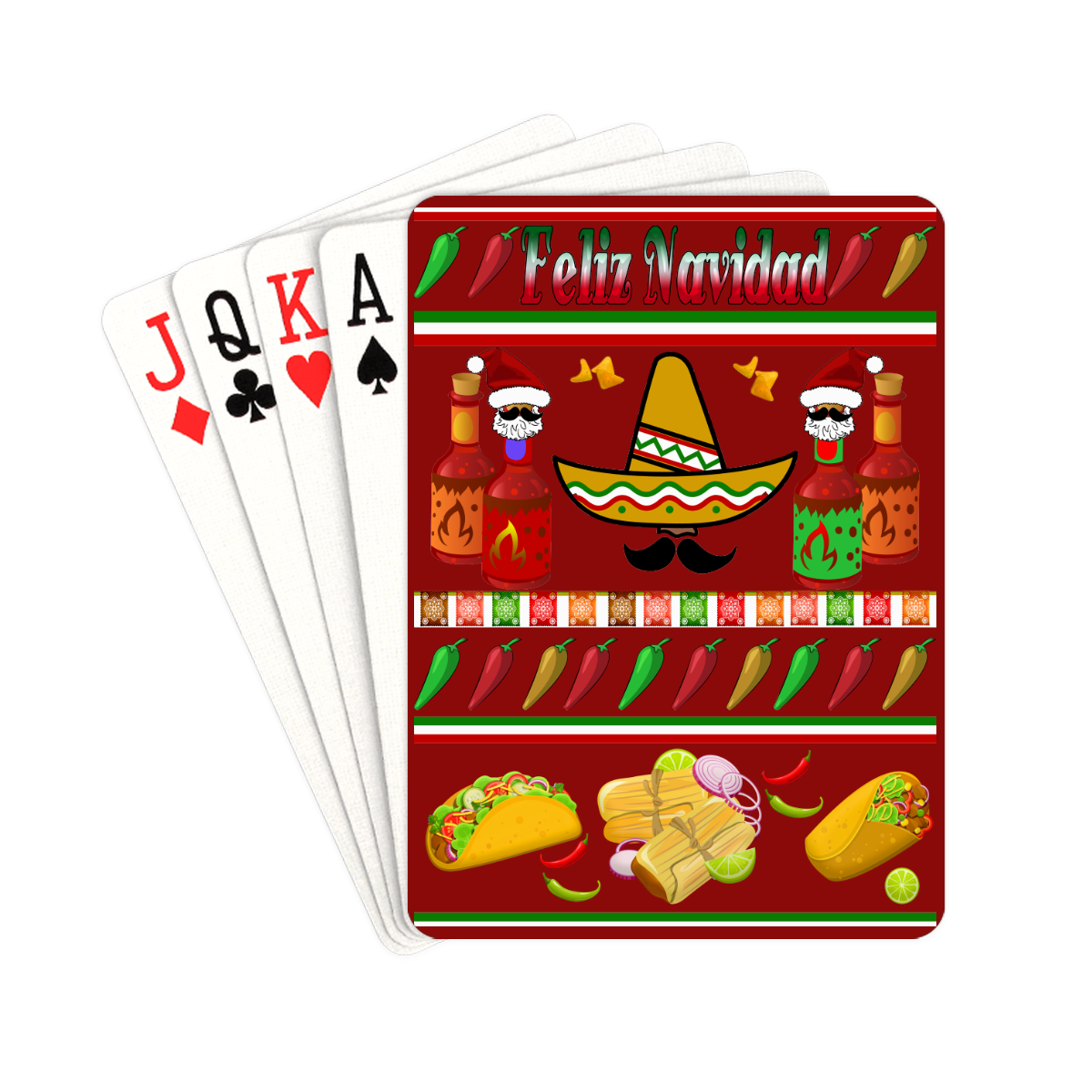 Christmas Feliz Navidad Ugly Sweater on Red Playing Cards 2.5"x3.5"