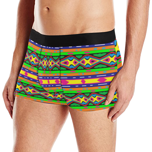 Distorted colorful shapes and stripes Men's All Over Print Boxer Briefs (Model L10)