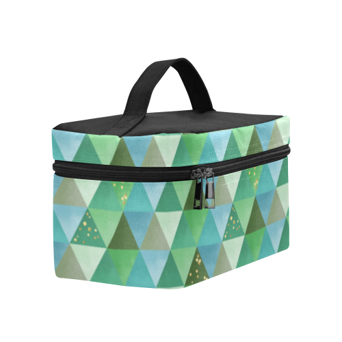 Triangle Pattern - Green Teal Khaki Moss Cosmetic Bag/Large (Model 1658)