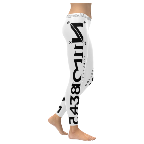 NUMBERS COLLECTION SIDE BLACK/WHITE Women's Low Rise Leggings (Invisible Stitch) (Model L05)
