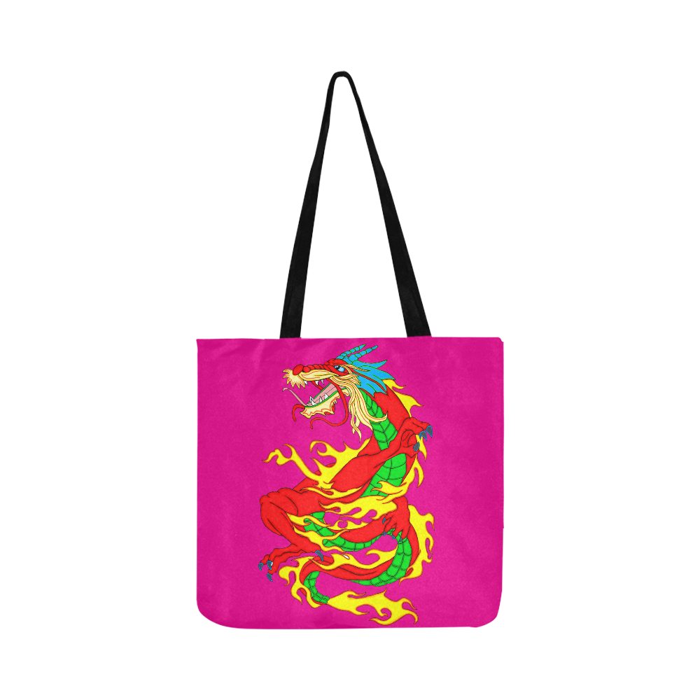 Red Chinese Dragon Pink Reusable Shopping Bag Model 1660 (Two sides)