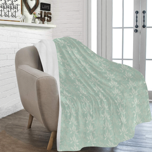 Floral pattern in Sage Green and white Ultra-Soft Micro Fleece Blanket 60"x80"