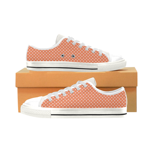 Appricot polka dots Low Top Canvas Shoes for Kid (Model 018)