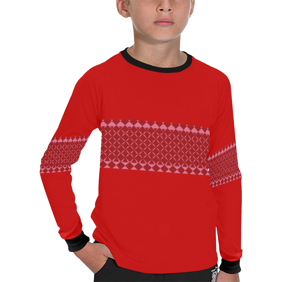 Middi Red Kids' All Over Print Long Sleeve T-shirt (Model T51)