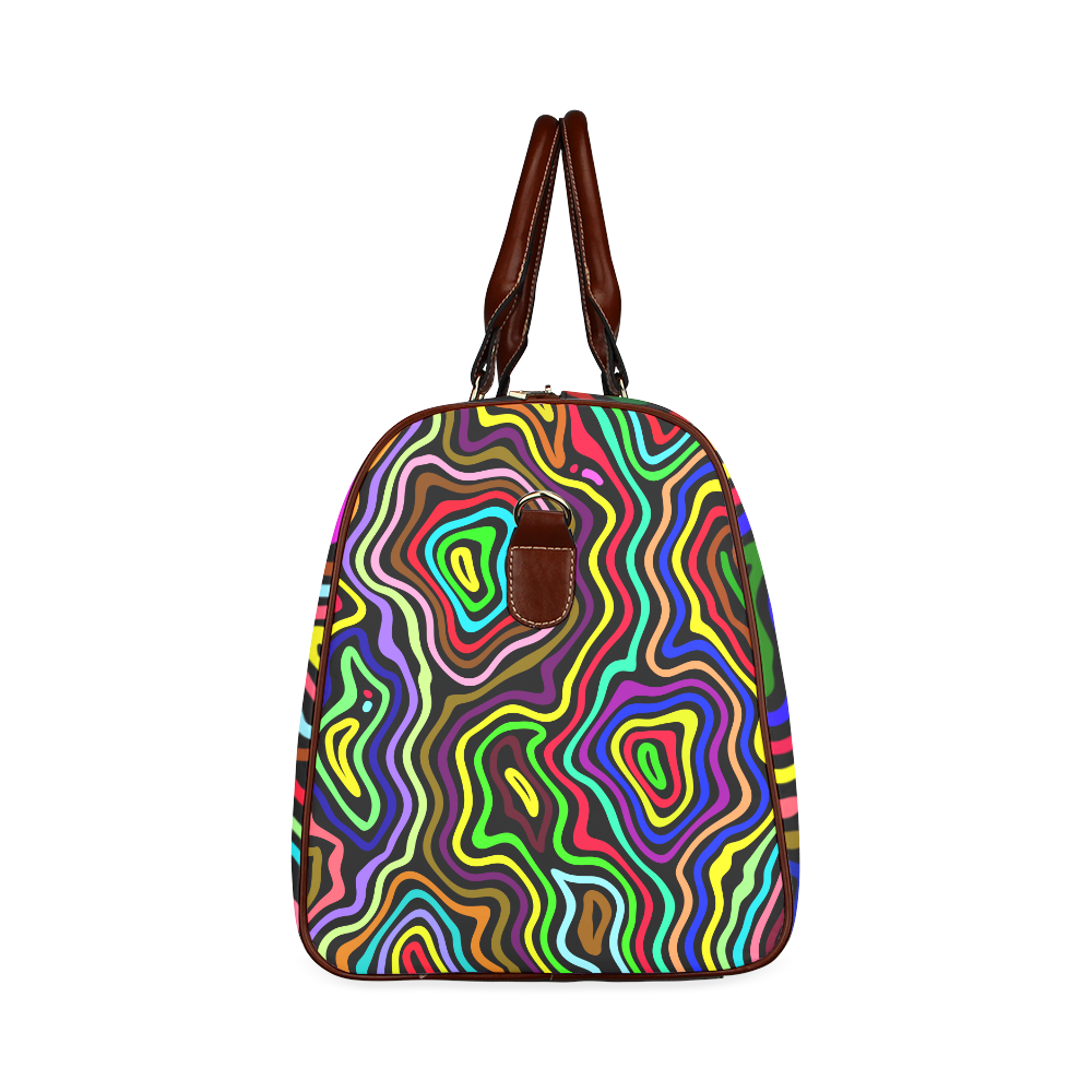 Multicolored Wavy Line Pattern Waterproof Travel Bag/Small (Model 1639)