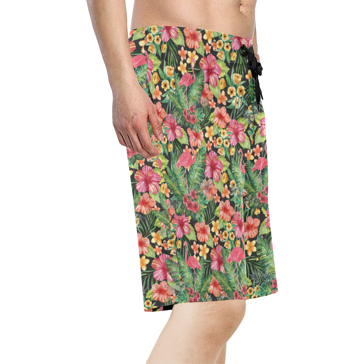 Tropical Flamingo Flowers Men's All Over Print Board Shorts (Model L16)