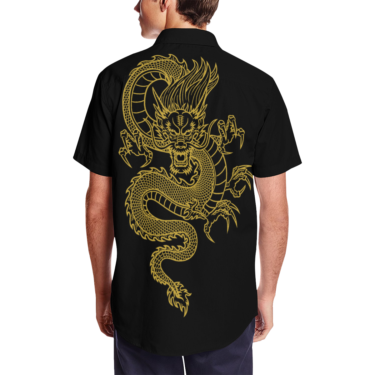 Chinese Dragon shirt Men's Short Sleeve Shirt with Lapel Collar (Model T54)