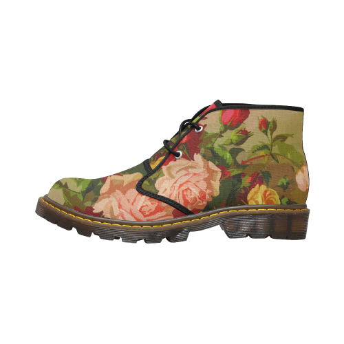 FLORAL DESIGN 10 Women's Canvas Chukka Boots/Large Size (Model 2402-1)