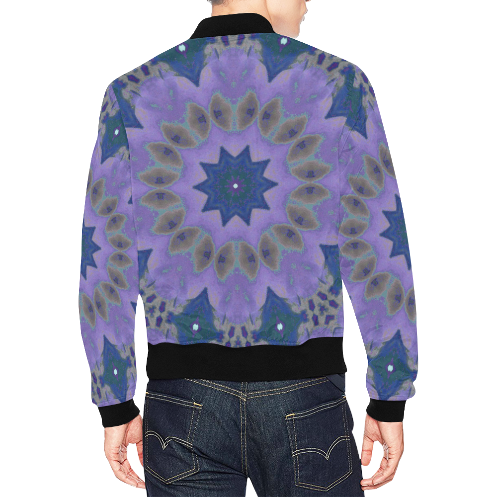 Blue and Purple Mandala All Over Print Bomber Jacket for Men/Large Size (Model H19)